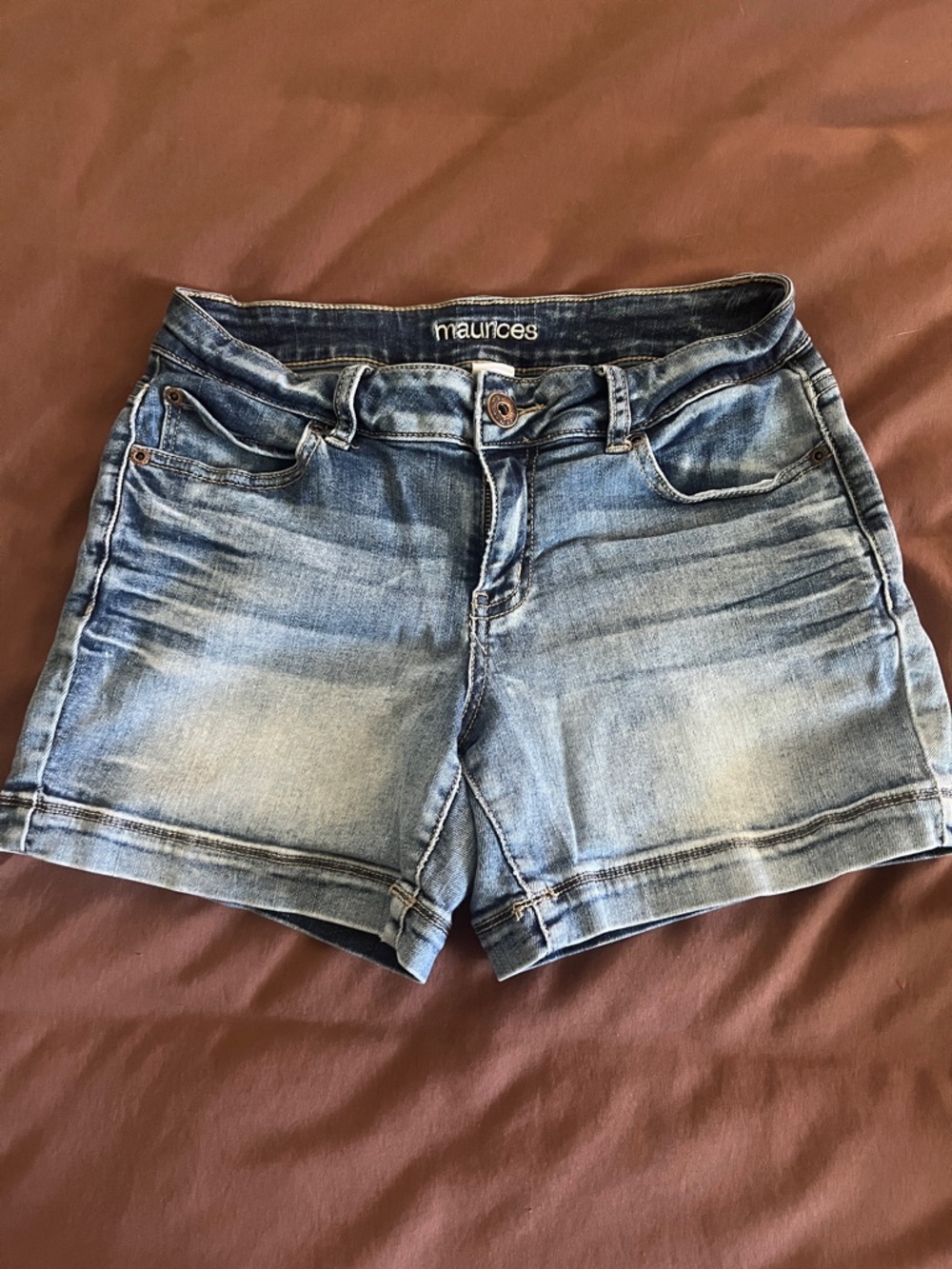 Maurices Light Wash Blue Denim Shorts